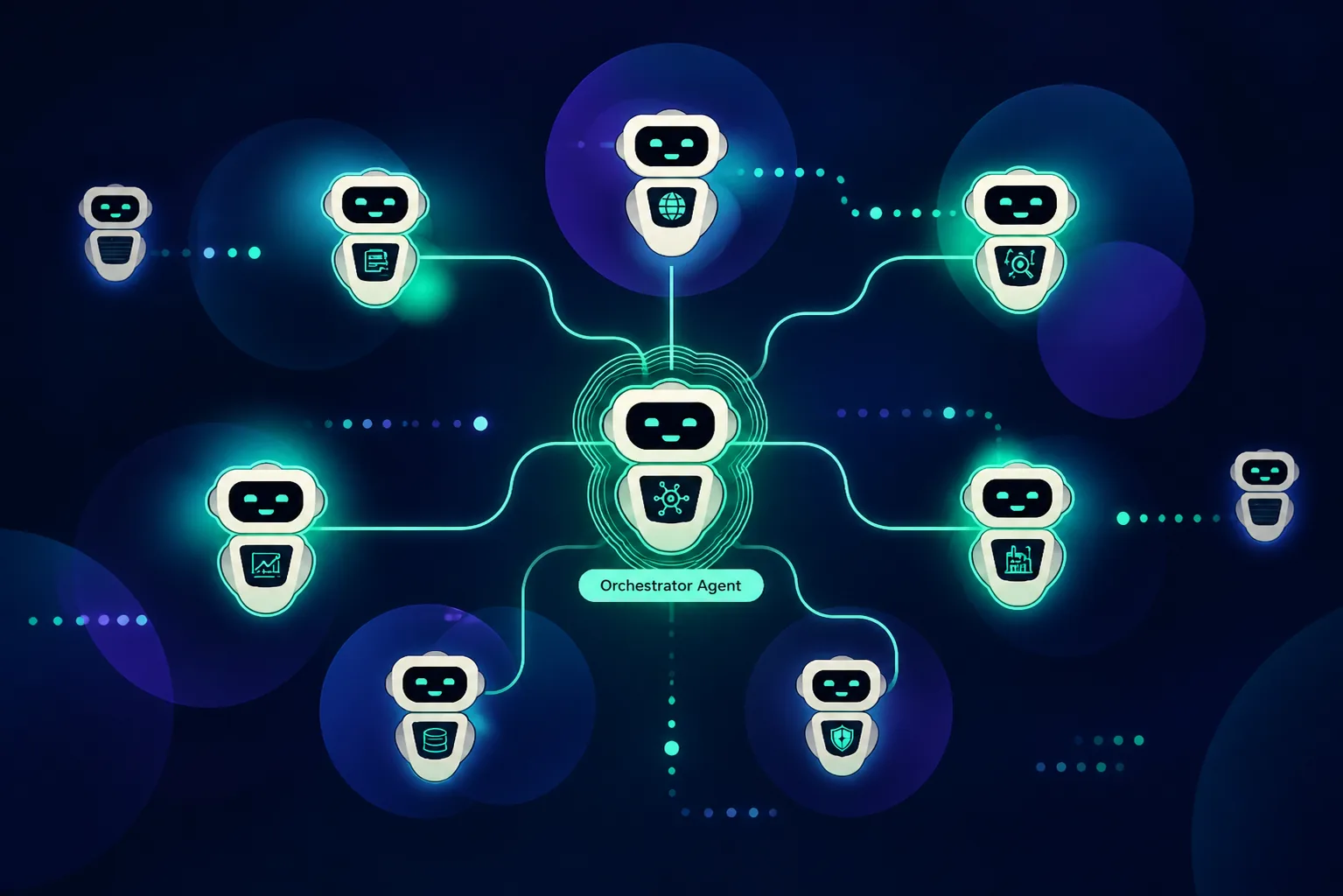 Orchestrator agent coordinating an AI agent network